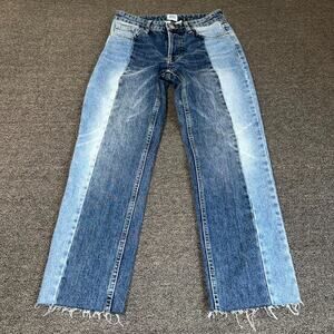 BDG Urban Outfitters Jessye Jeans Womens 25x32 Two Toned Blue Denim Raw Hem Boho